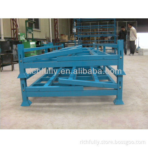 Steel Foldable Stacking Rack used for stock or transport carry long aluminium alloy tubes at workshop or warehouse